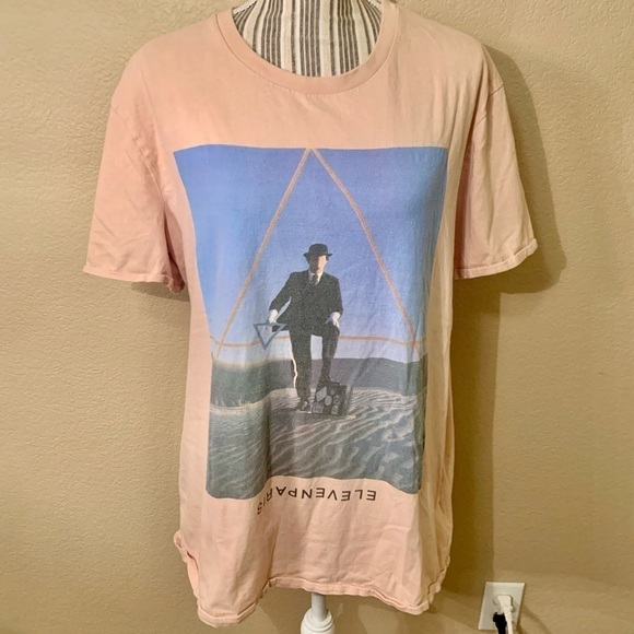 ElevenParis T-Shirt XL Pink Print 100% Cotton Lightweight Short Sleeves French - Picture 1 of 14